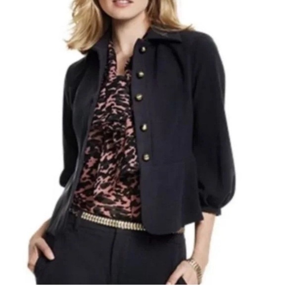 Cabi Abbott black jacket blazer size 10 style 3057 ballon 3/4 length sleeves - Picture 1 of 9